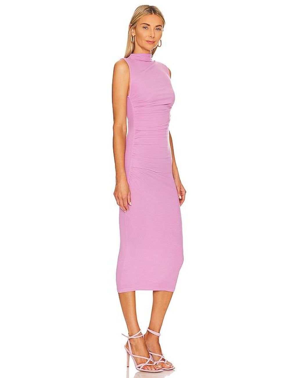 Enza Costa Pink Silk Knit Sleeveless Twist Midi Dress
