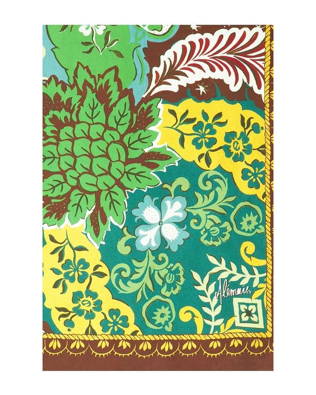 ALÉMAIS Green Florence Silk Scarf