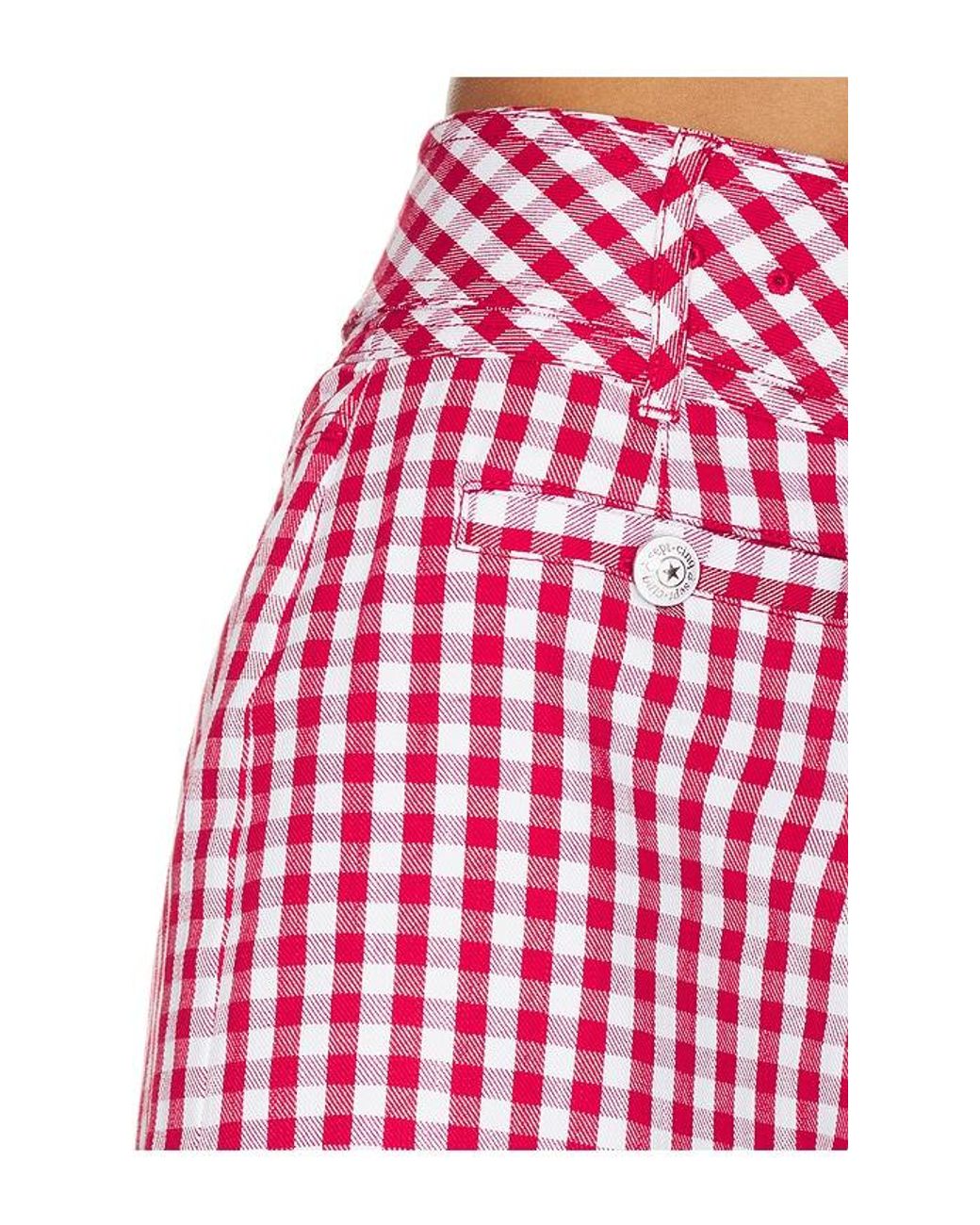Cinq À Sept Pink Mini Gingham Denim Allie Short