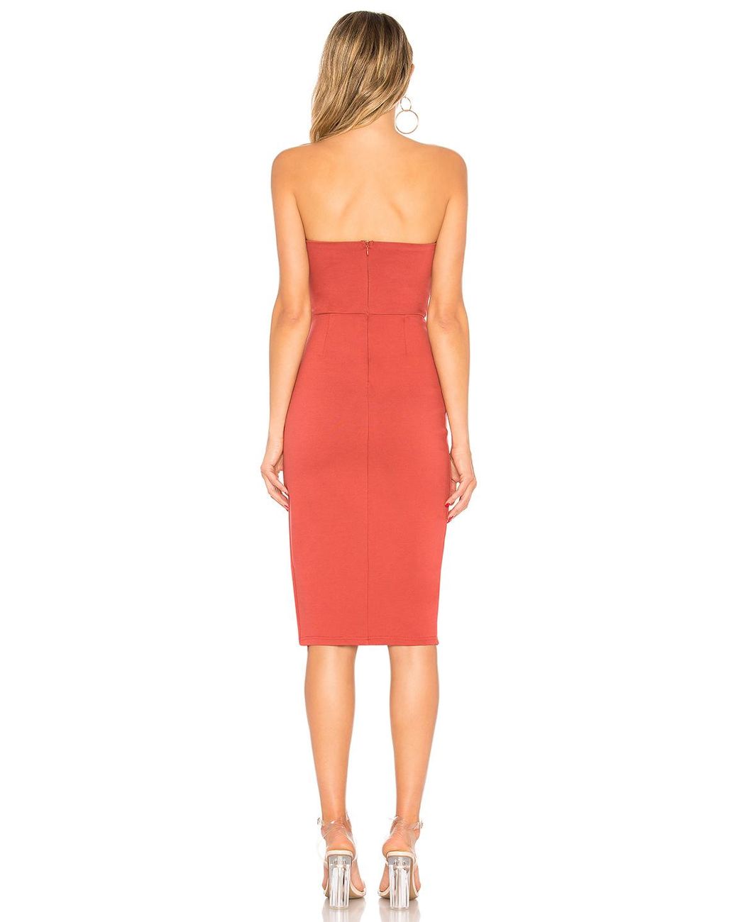zarah strapless high slit midi dress