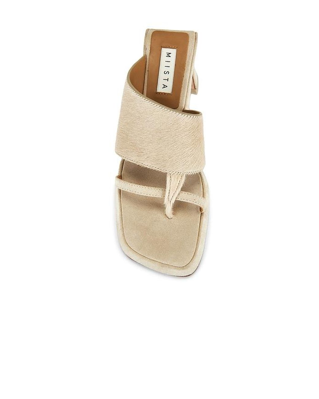 Miista White Trisha Pony Asymmetric Thong Sandal