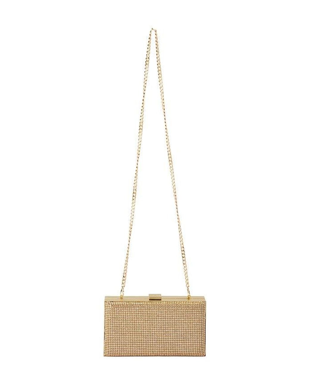Olga Berg Natural Stef Crystal Box Clutch