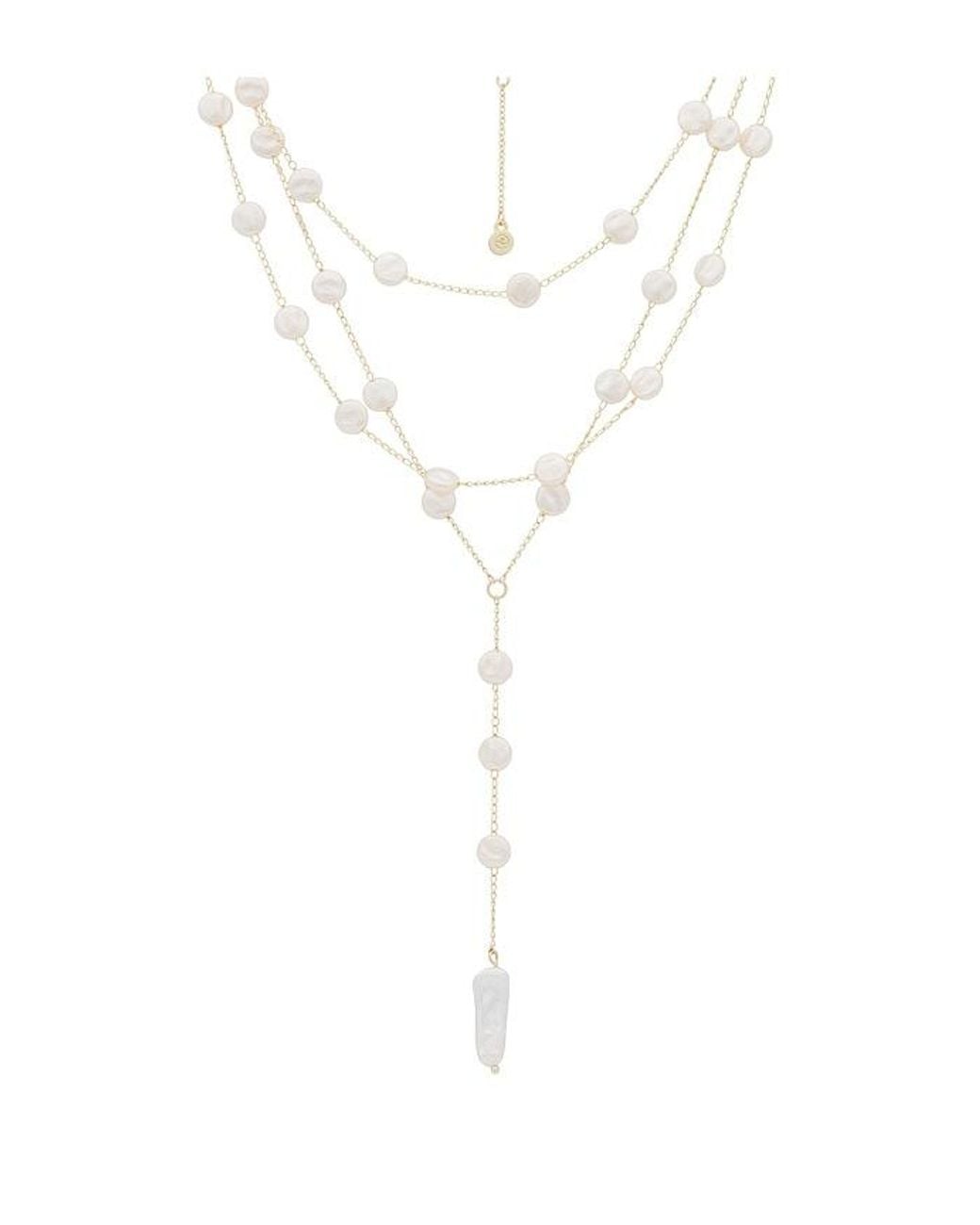 Ettika White Coin Layered Lariat Necklace