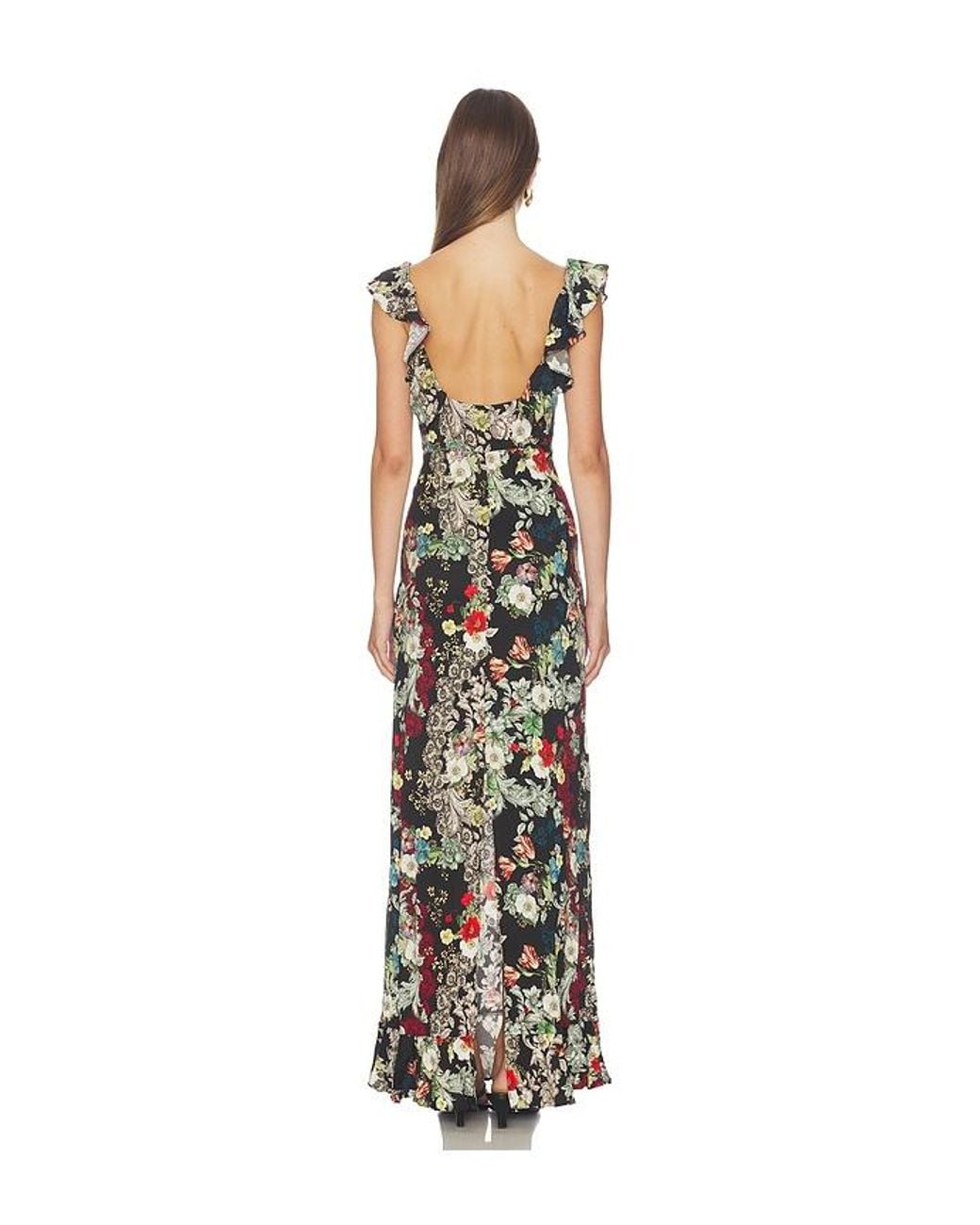 Alice + Olivia White Gemma Ruffle Maxi Dress