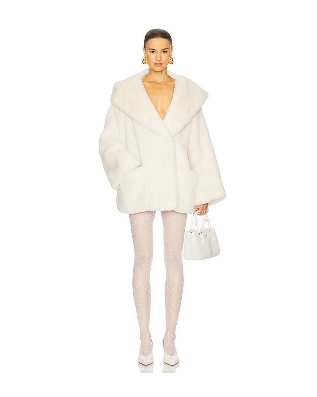 Helsa White The Hooded Faux Fur Coat