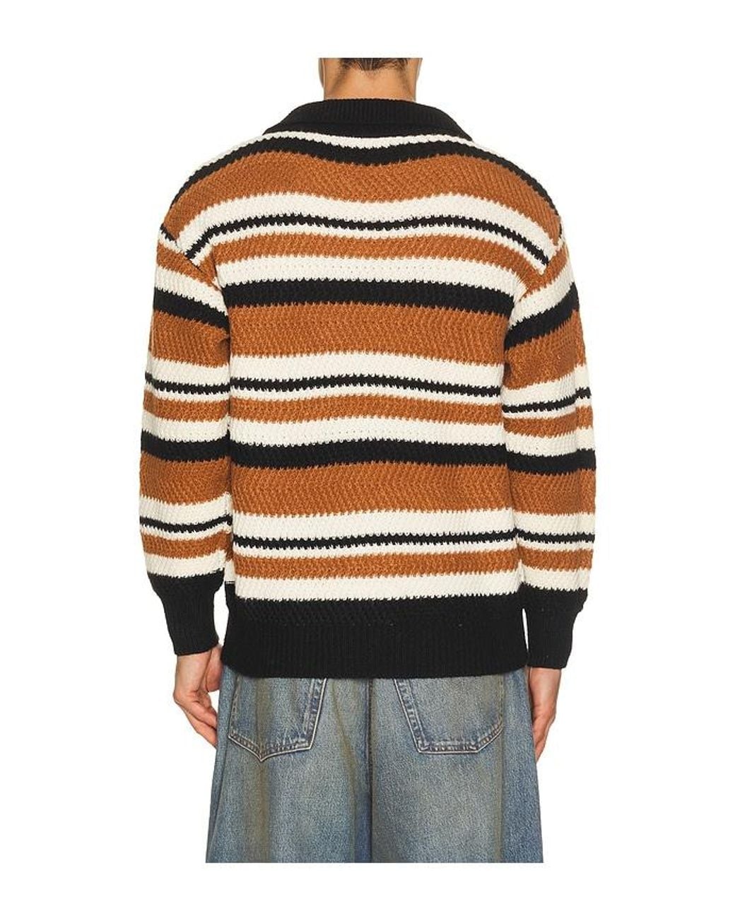 Pleasures Brown Cooper Polo Sweater for men