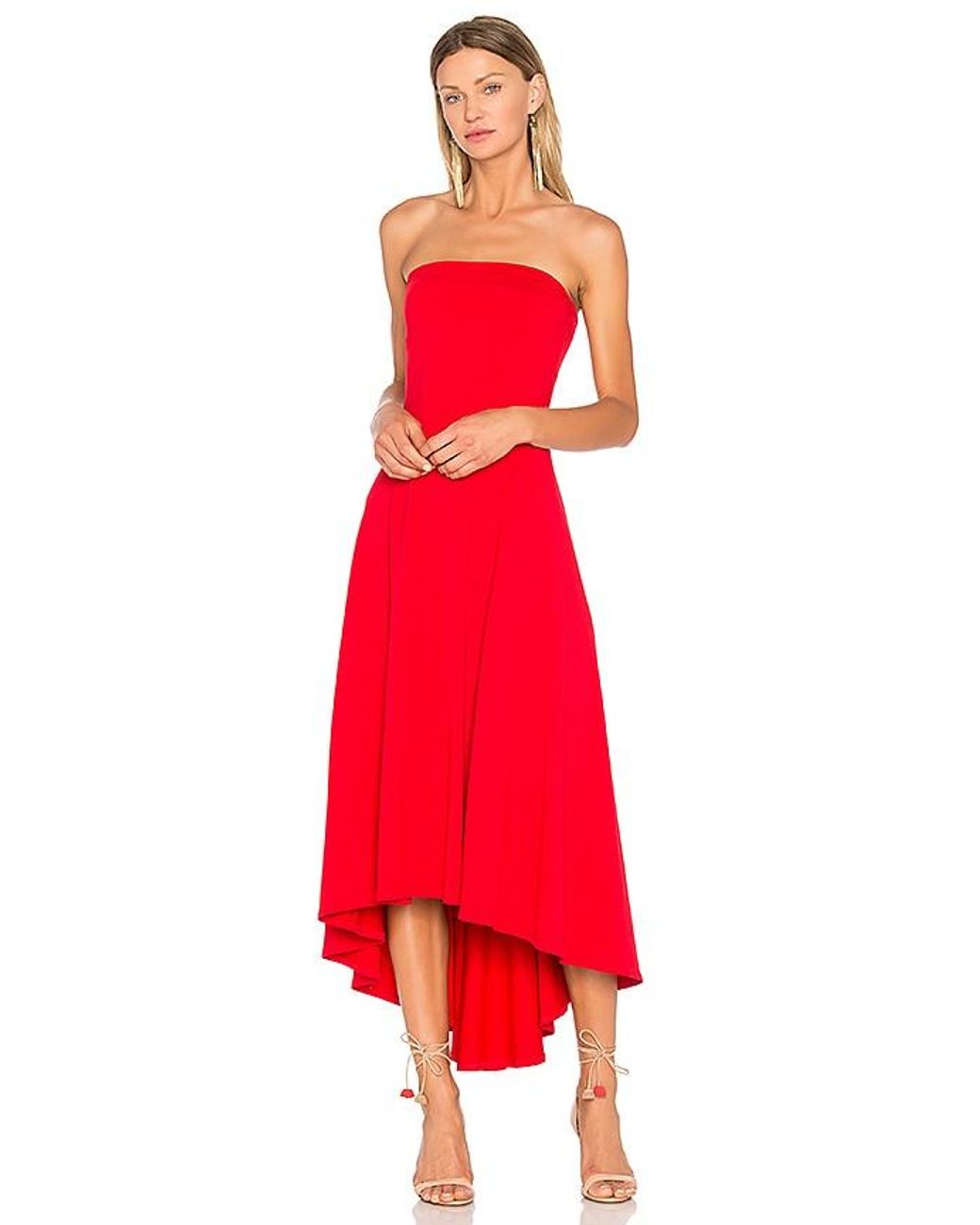 Susana Monaco Red Strapless Hi Low Dress