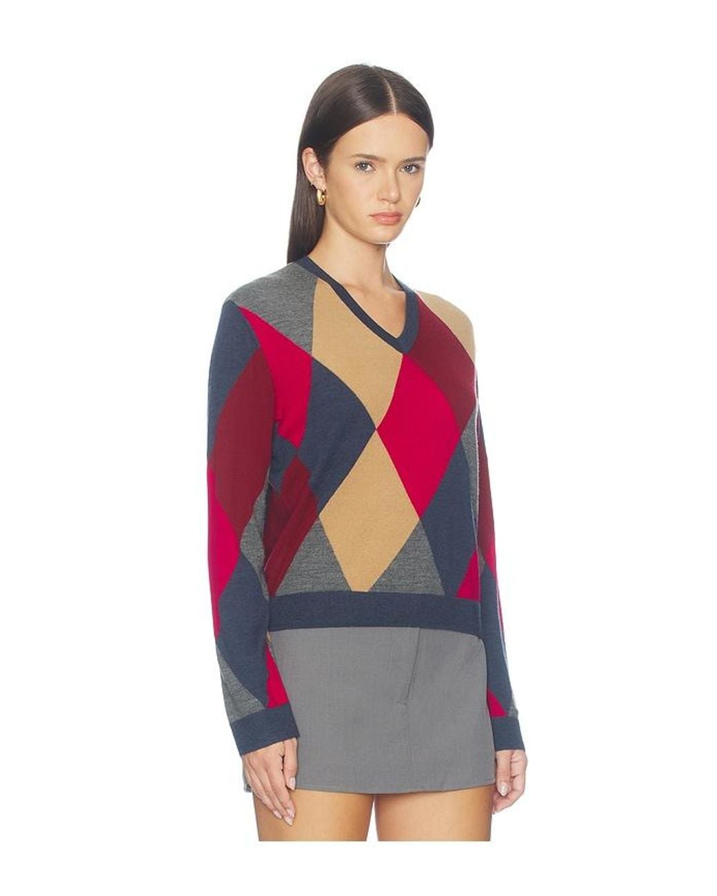 Leset Multicolor James Argyle Classic V Neck Pullover