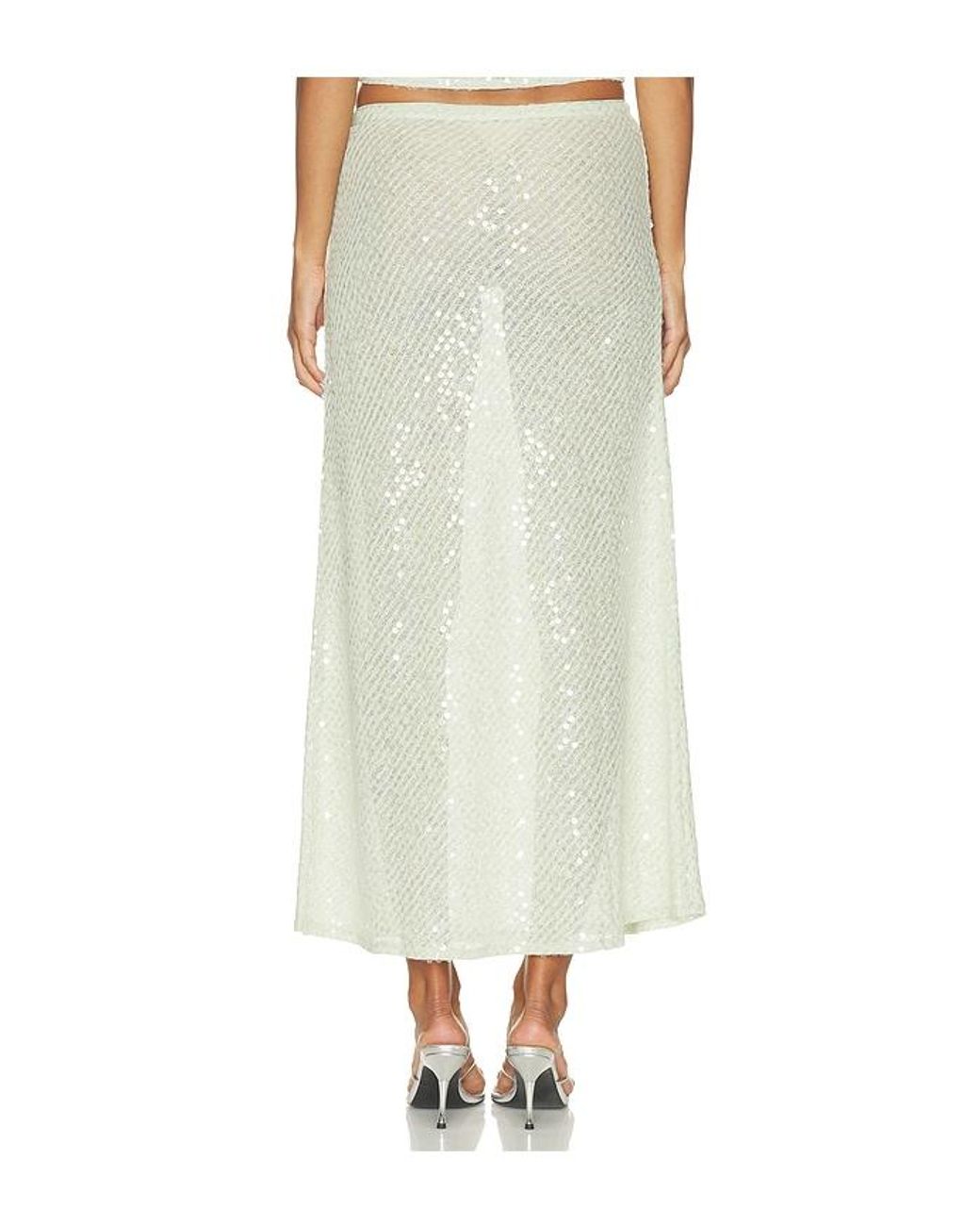 Lovers + Friends White Erika Sequin Midi Skirt