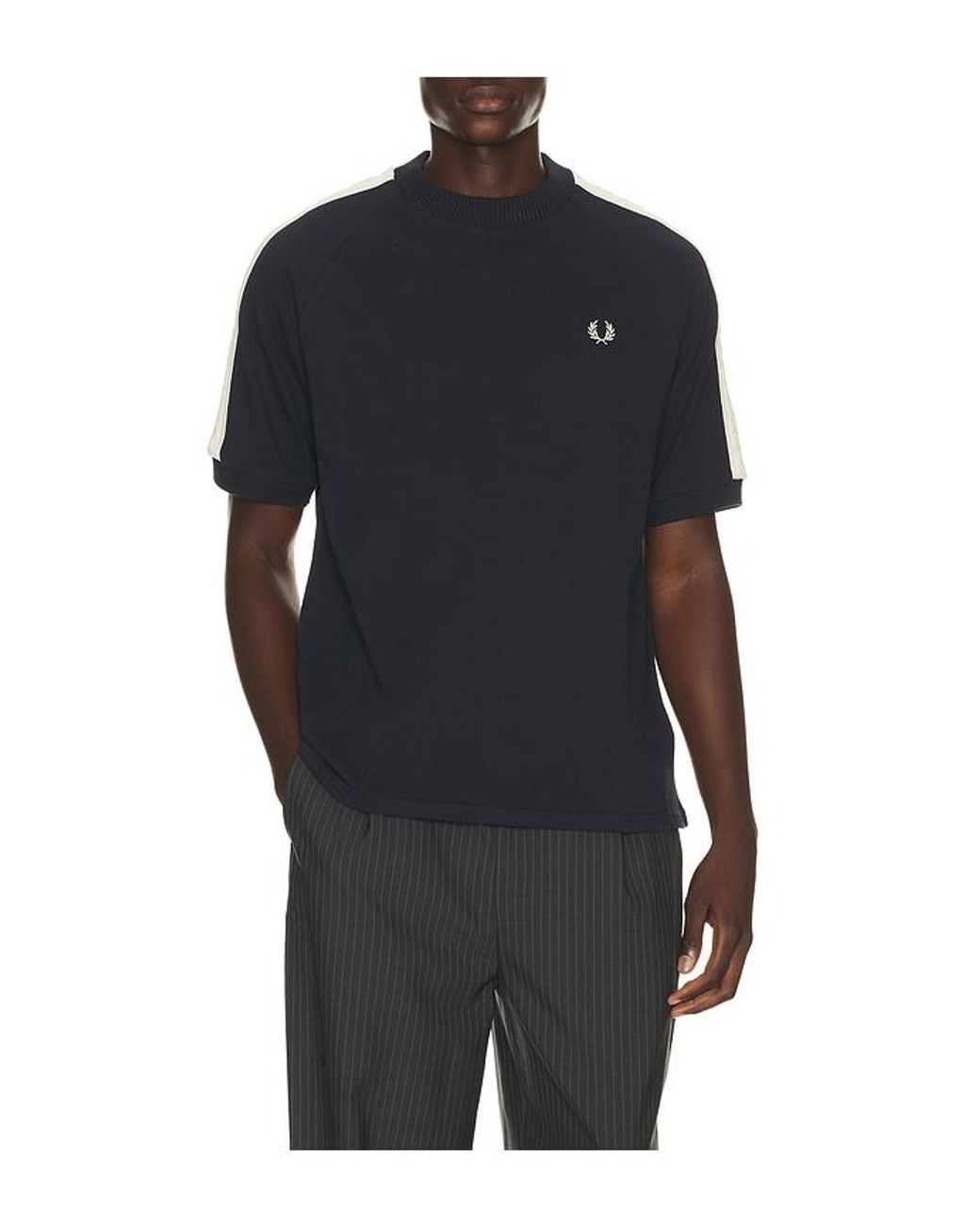 Fred Perry Black Cable Taped T-Shirt for men