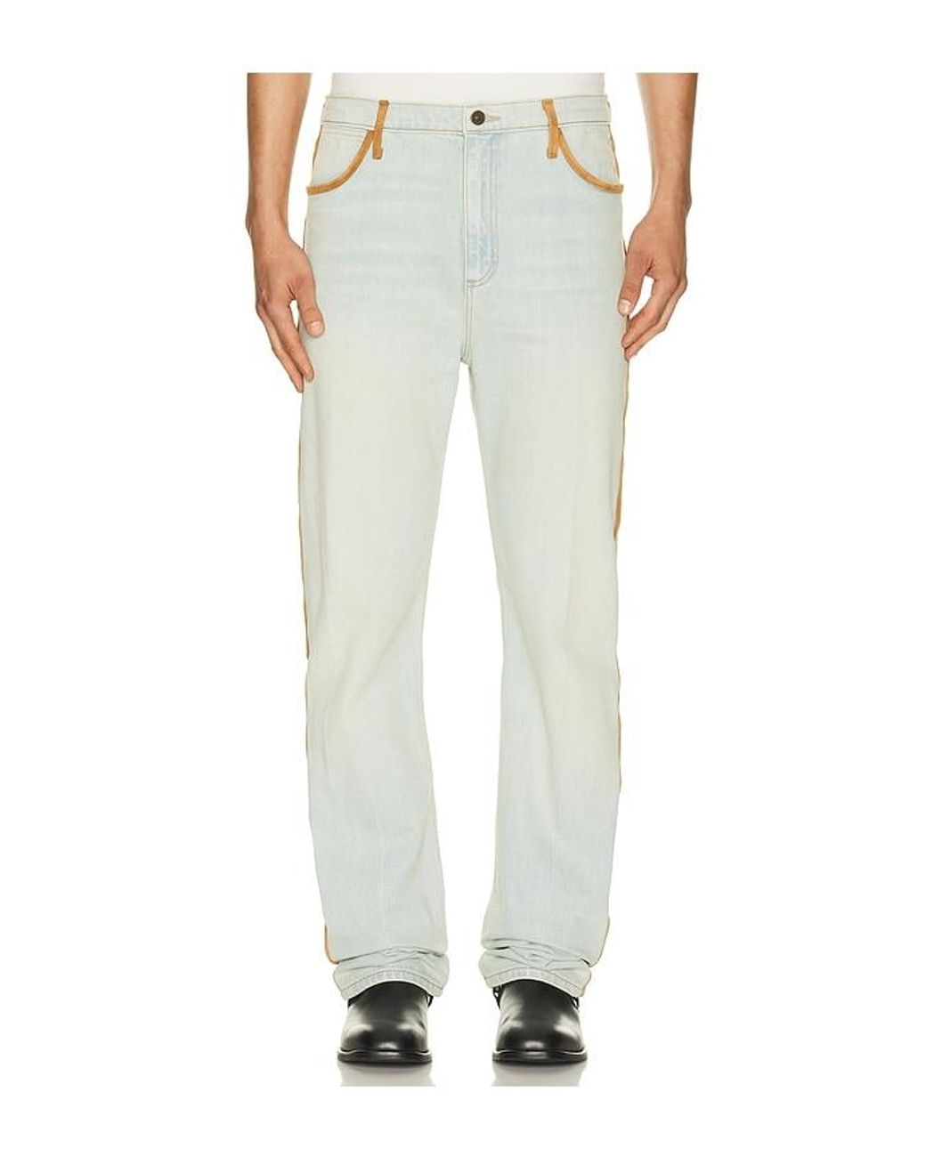 Austin Post White Leather Edge Highland Slim Cut Jean for men