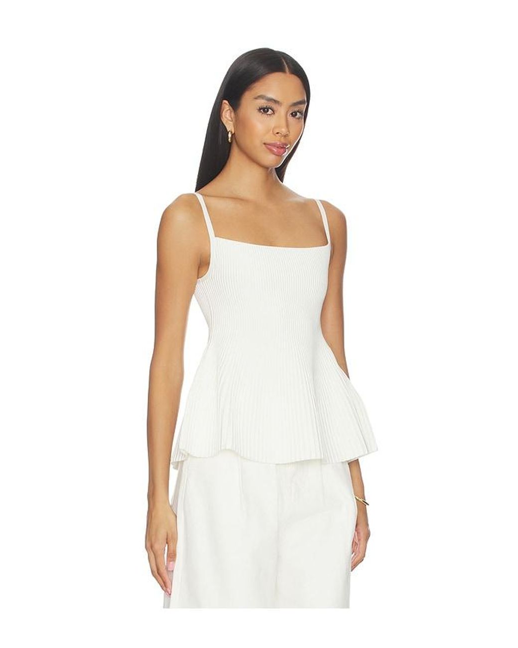 DL1961 White Dl Peplum Tank Instasculpt Rib