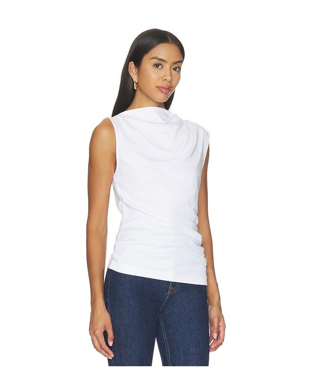 Vince Blue Sleeveless Draped Top