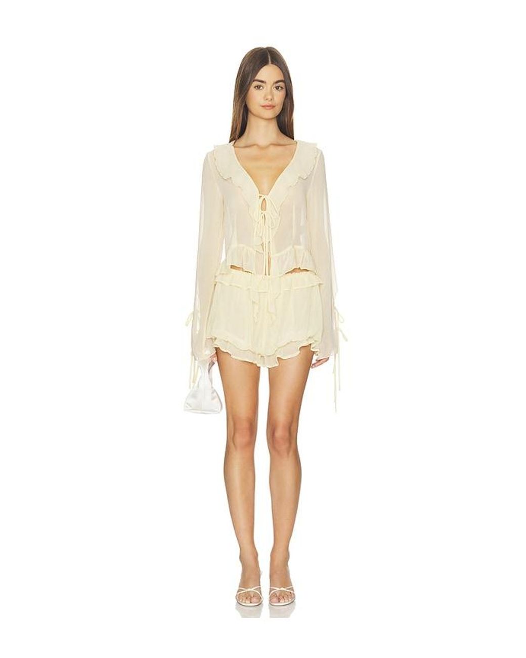 Milkwhite Natural Ruffle Long Sleeve Shirt
