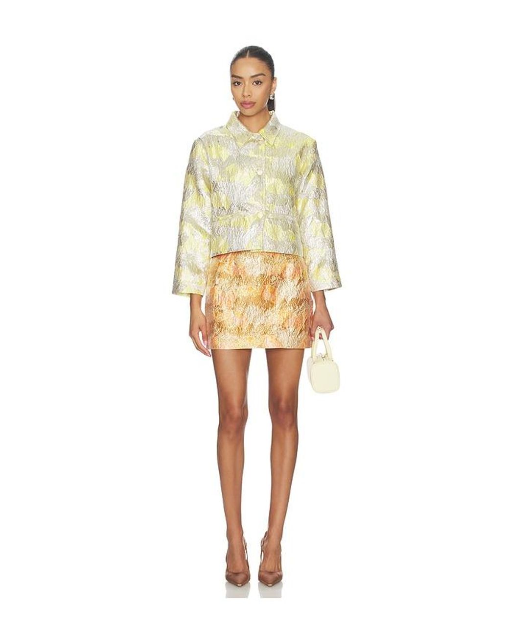 RENGGLI Natural Brocade Mini Skirt