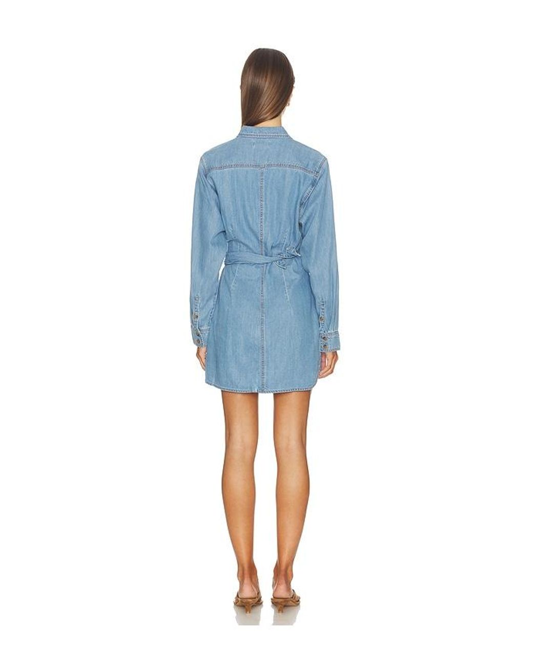 GOOD AMERICAN Blue Denim Wrap Shirt Dress