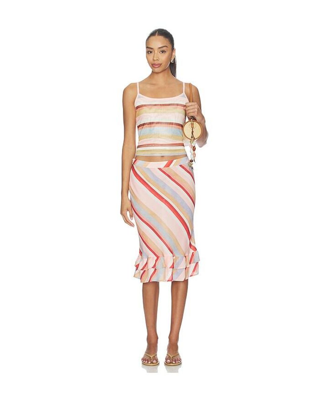 With Harper Lu Multicolor Mesh Camisole Top