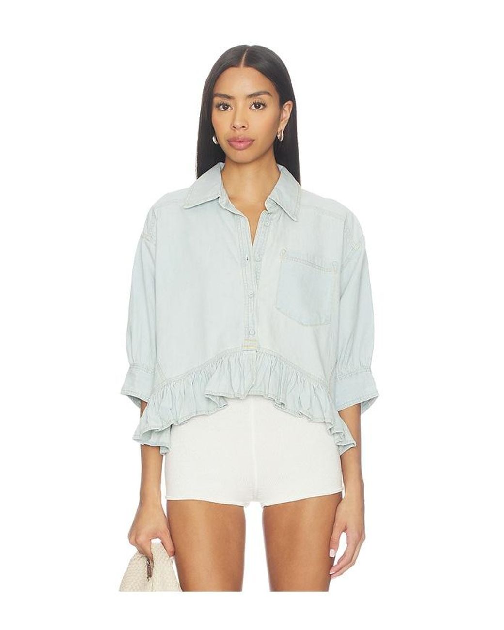 Free People White X We The Free Bailey Denim Shirt
