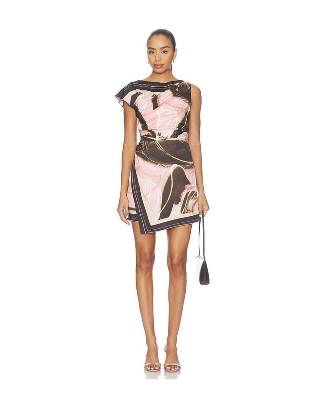 AMUR Multicolor Jovie Asymmetrical Mini Dress