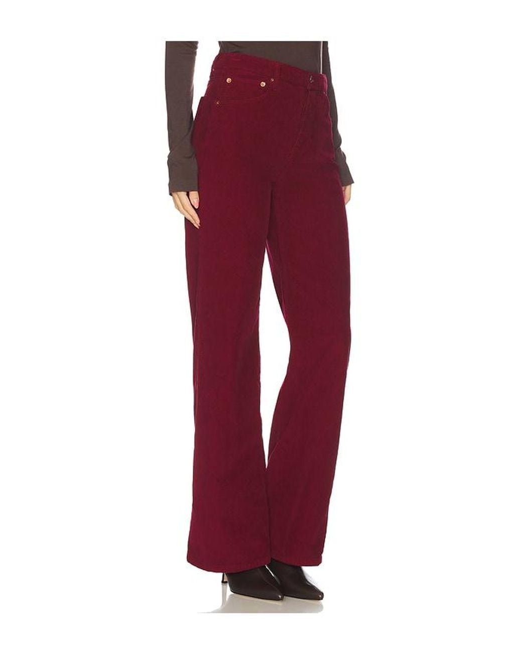 Re/done Red High Rise Wide Leg Jeans
