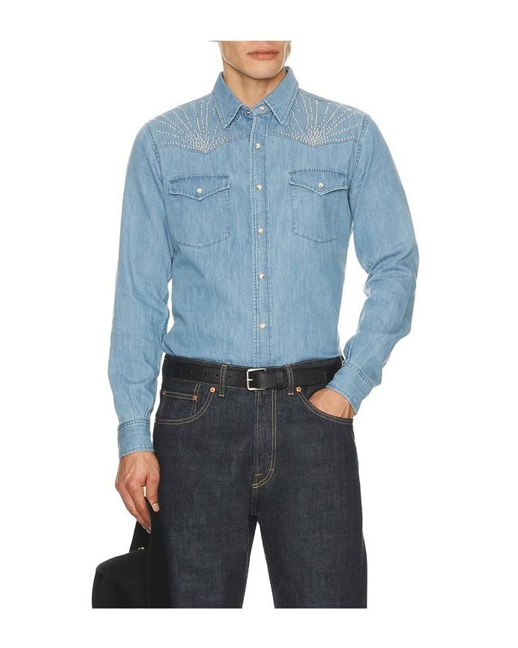 Austin Post Blue Studded Daybreak Shirt for men