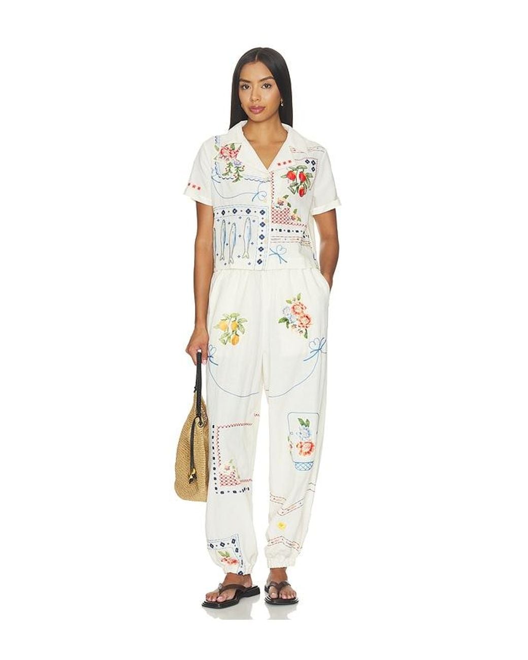 Agua Bendita White Toscana Basket Pant