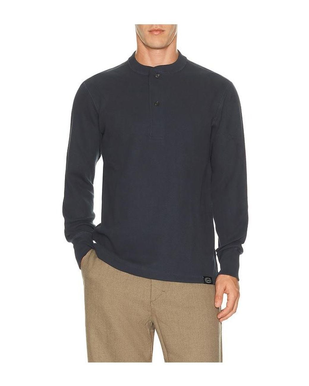 Filson Blue Waffle Knit Henley for men