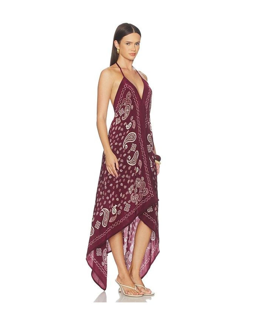 Rococo Sand Red High-Low Handkerchief Dress