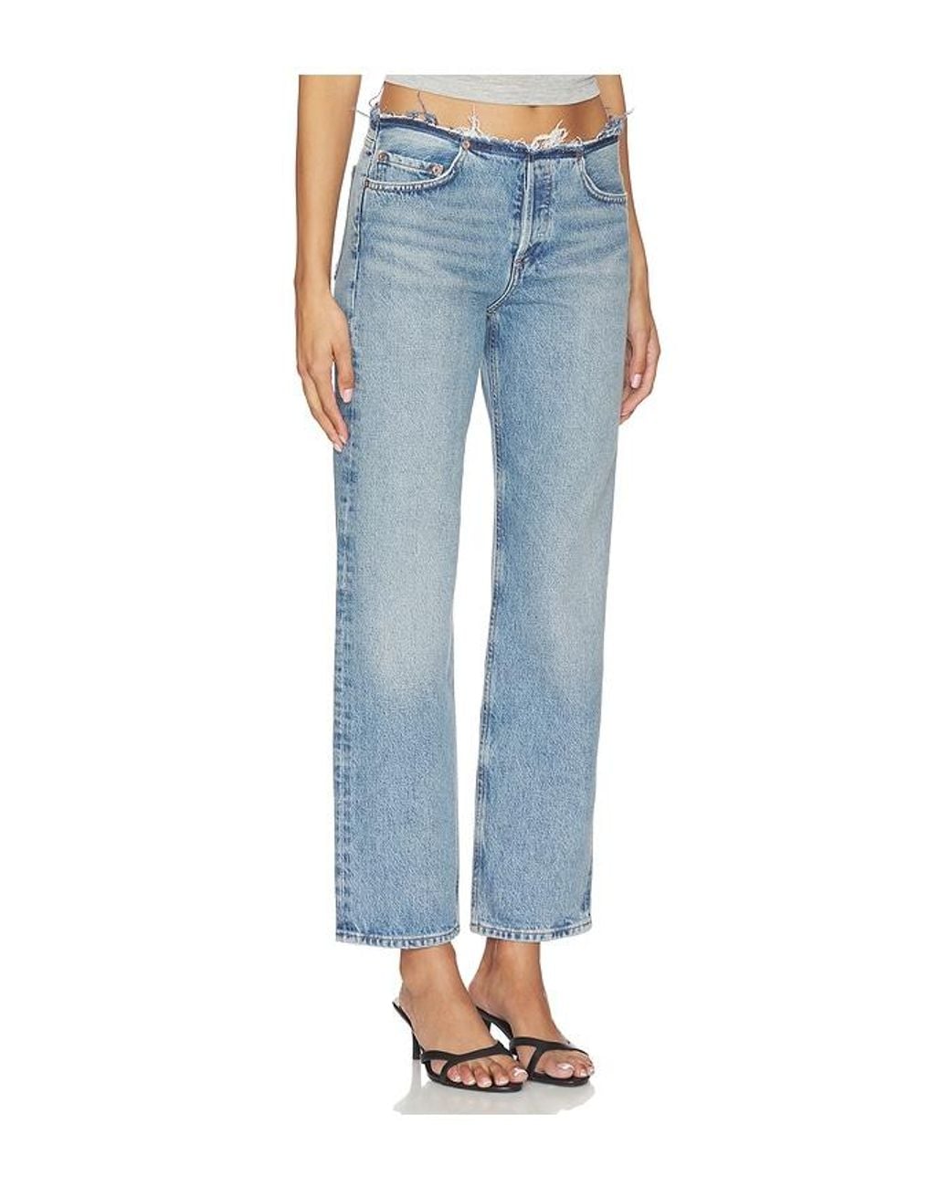 Agolde Blue Fray Slim Crop