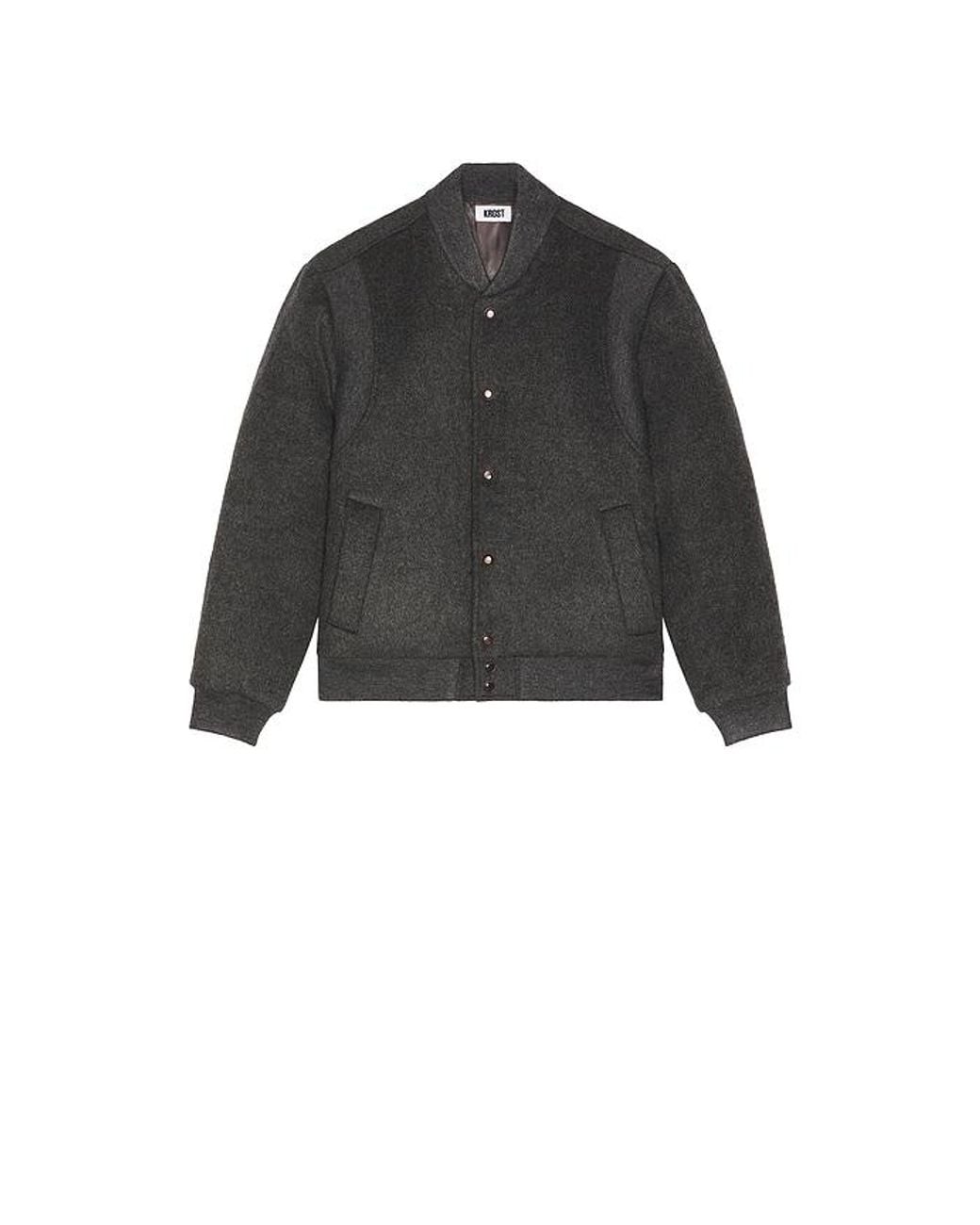 KROST Black Wool Rib Varsity Jacket for men