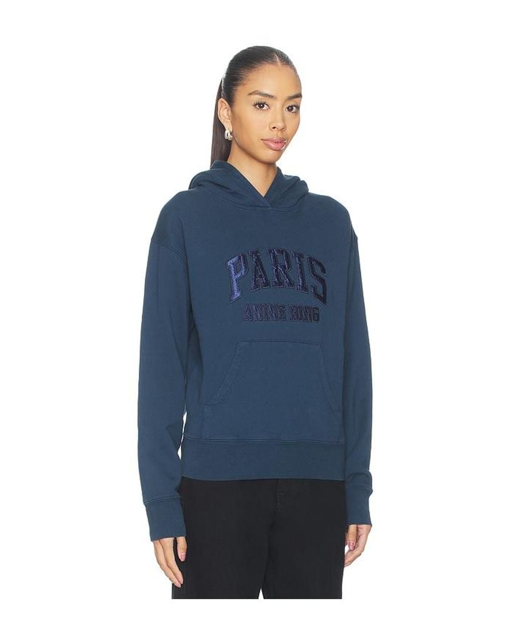 Anine Bing Blue Debbie Shrunken Hoodie Paris