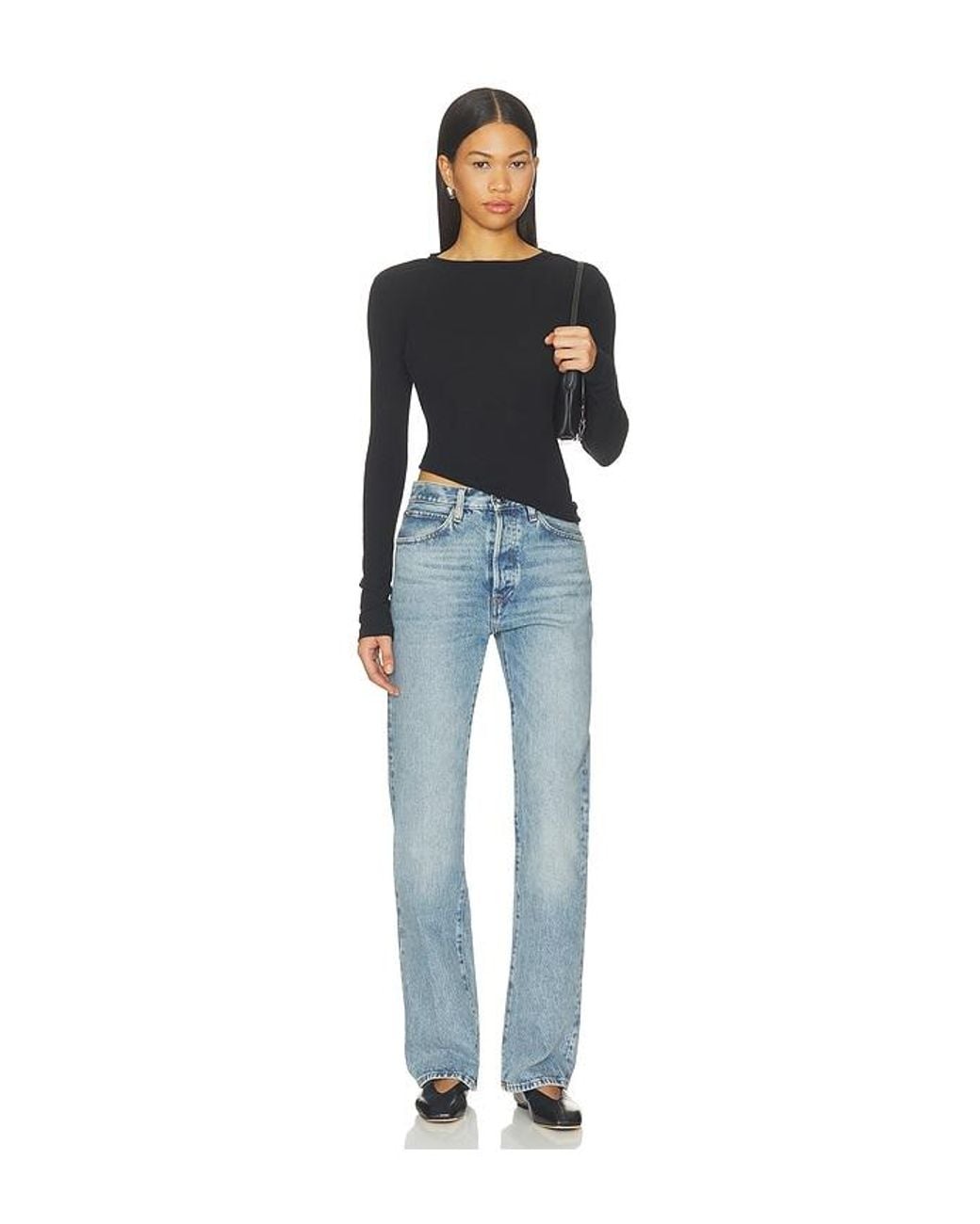 GRLFRND Black Sheer Crew Neck Tee