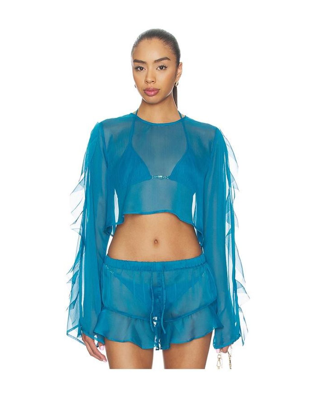 Shani Shemer Blue Thoma Cropped Shirt