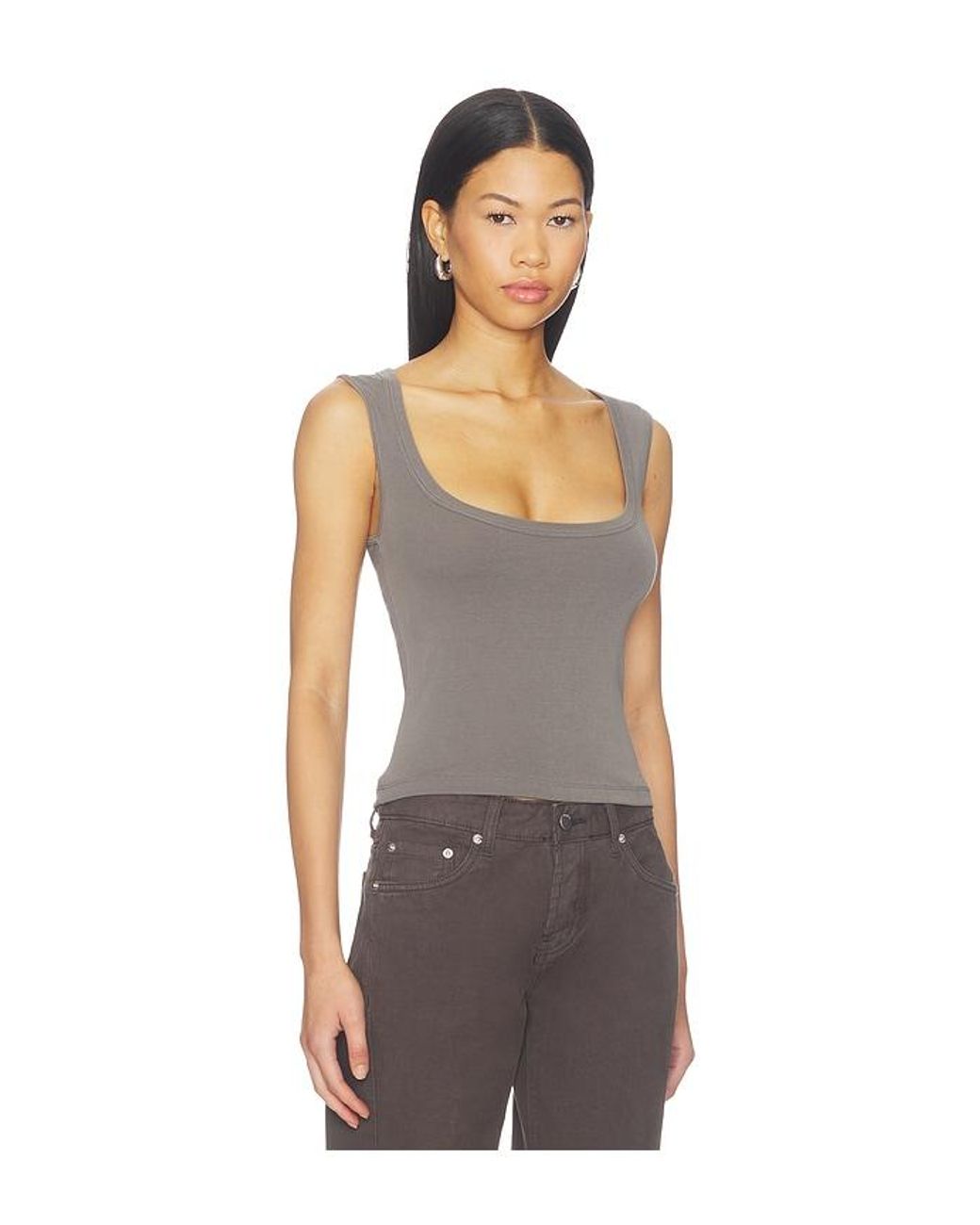 St. Agni Gray Organic Cotton Ballerina Top
