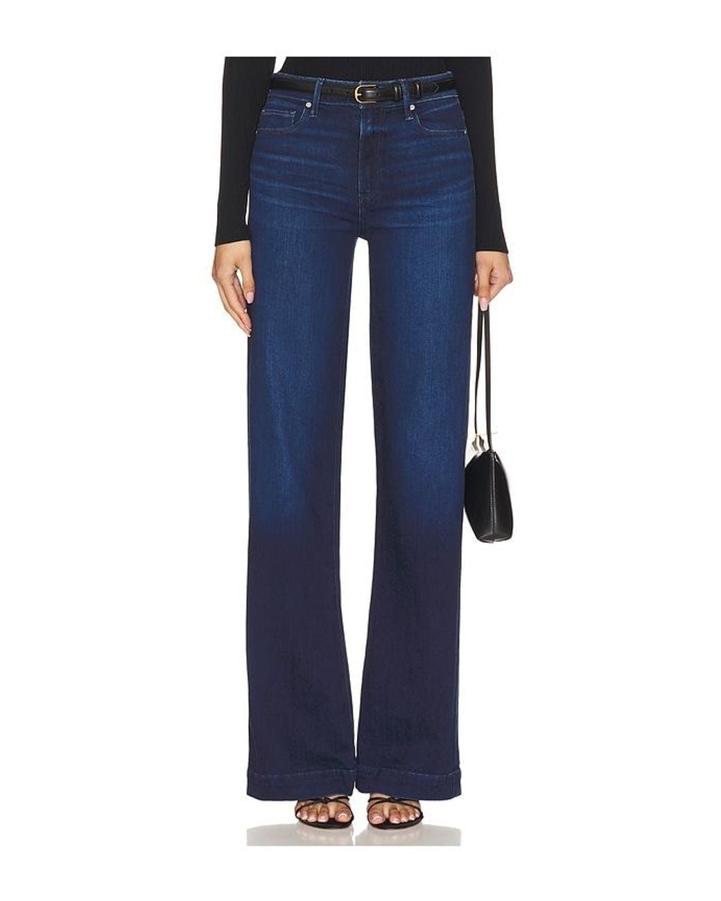 PAIGE Blue Leena Petite Wide Leg Jeans