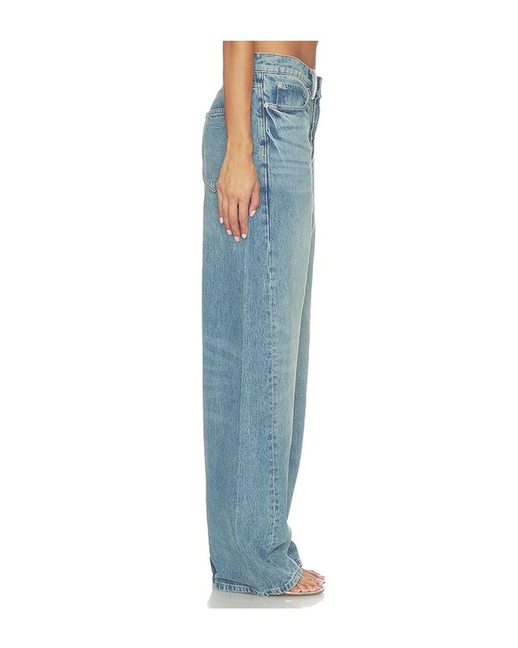 Alexander Wang Blue Float Mid Rise Relaxed Jeans With Crystal Beltloops