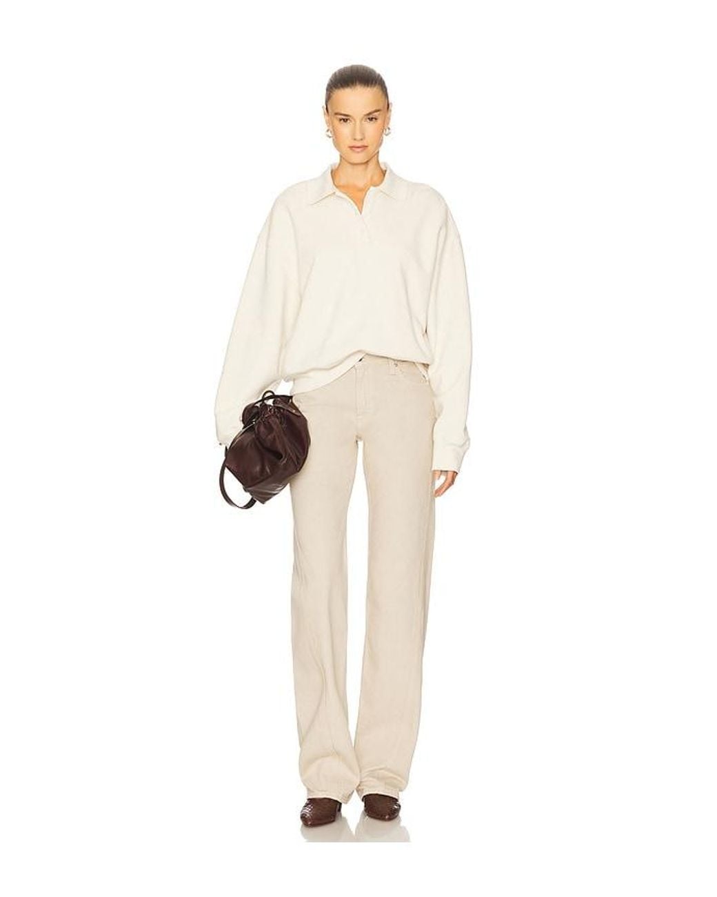 GRLFRND White Graham Low Rise Straight Twisted Seam