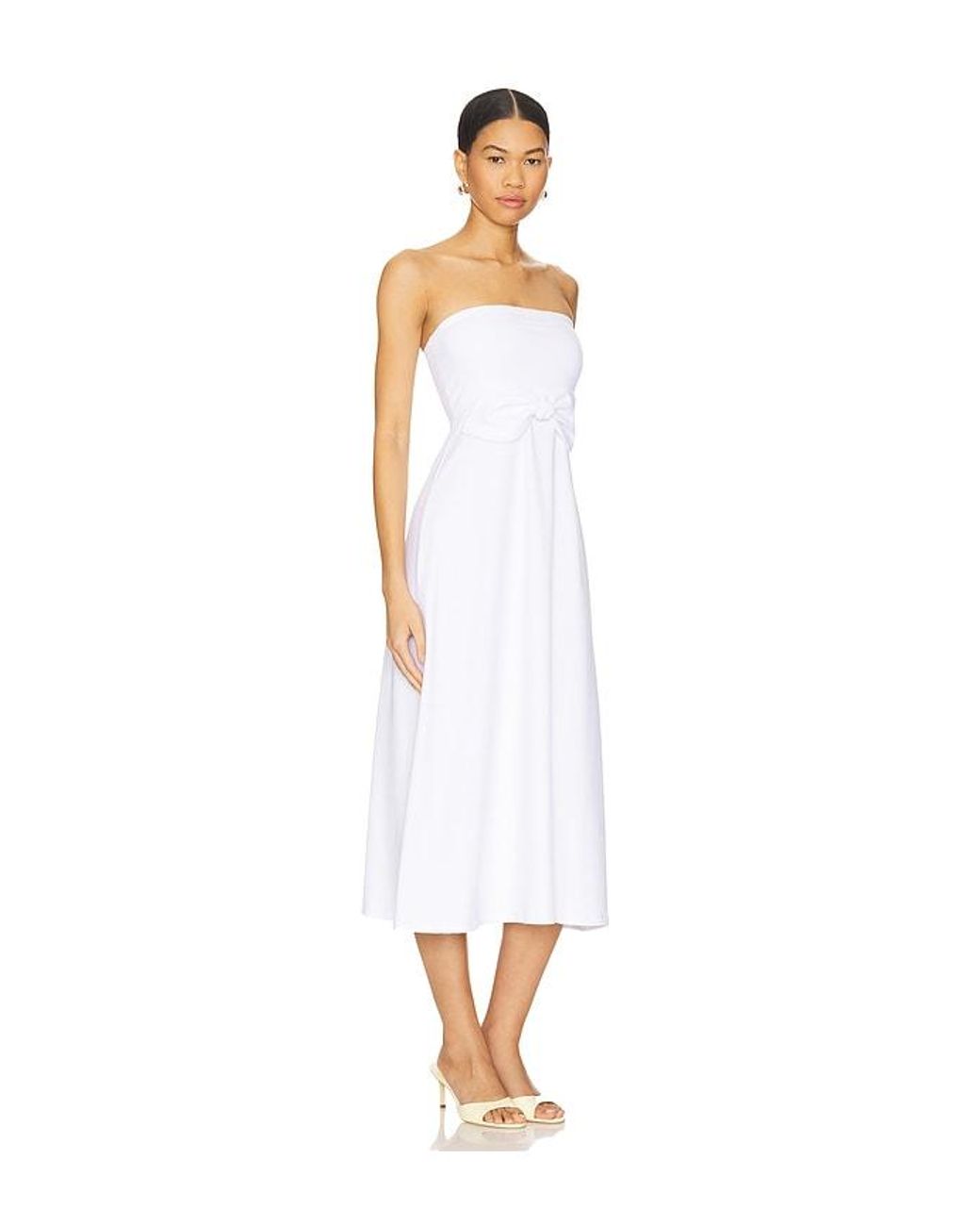 Susana Monaco White Strapless Bow Midi Dress