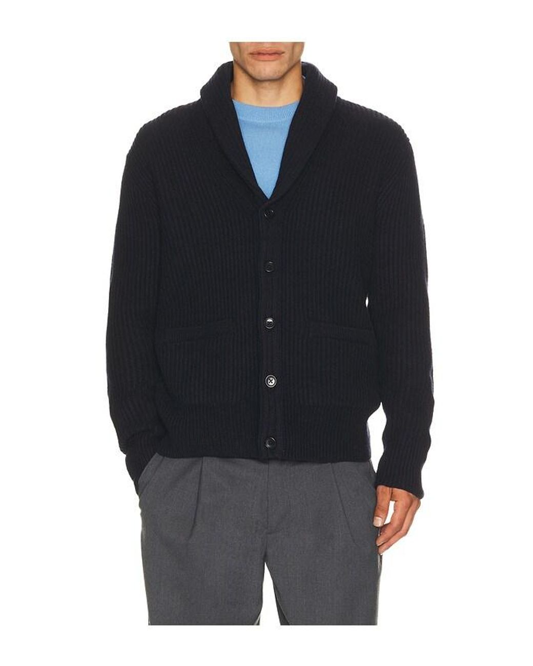 Reigning Champ Blue Merino Kenny Shawl Cardigan for men