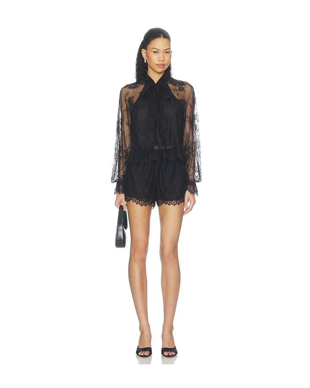 Cami NYC Black Tully Lace Blouse