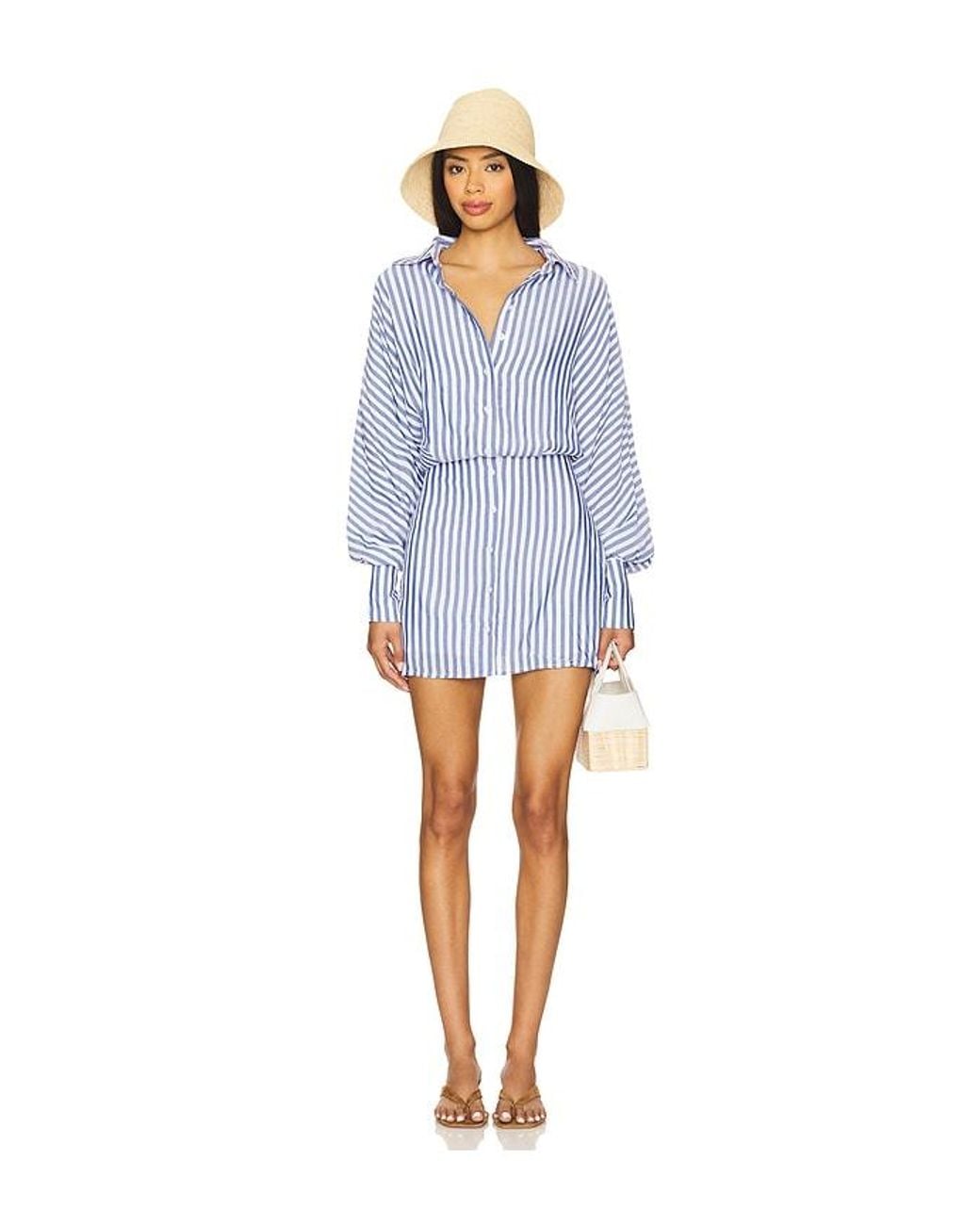 Line & Dot Blue Noah Shirt Dress