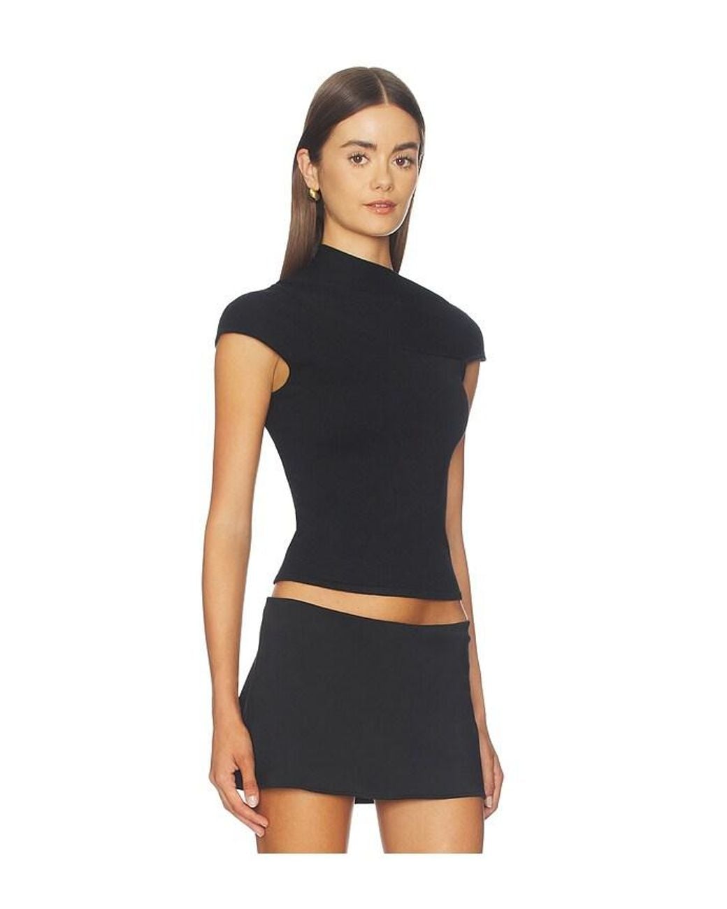 Lovers + Friends Black Kaeli Asymmetric-Neck Sweater