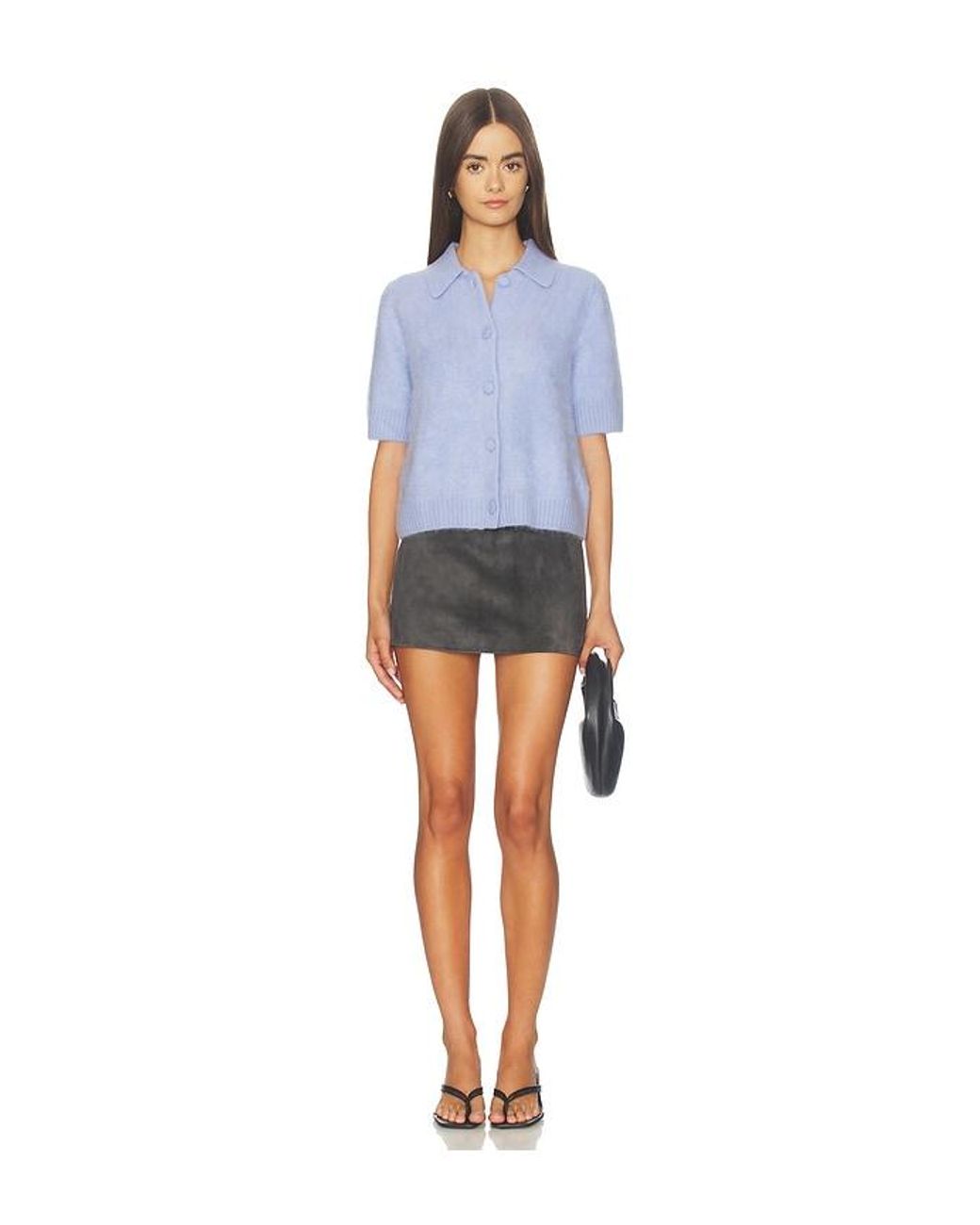 Rag & Bone Blue Jada Brushed Cashmere Shortsleeve Cardi