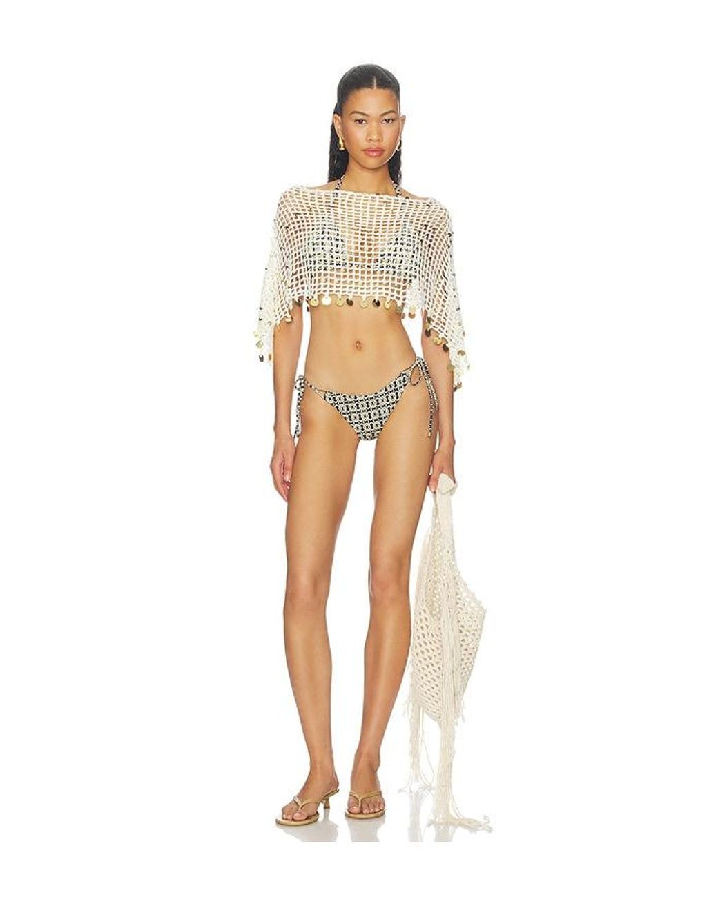 superdown Natural Maris Crochet Poncho