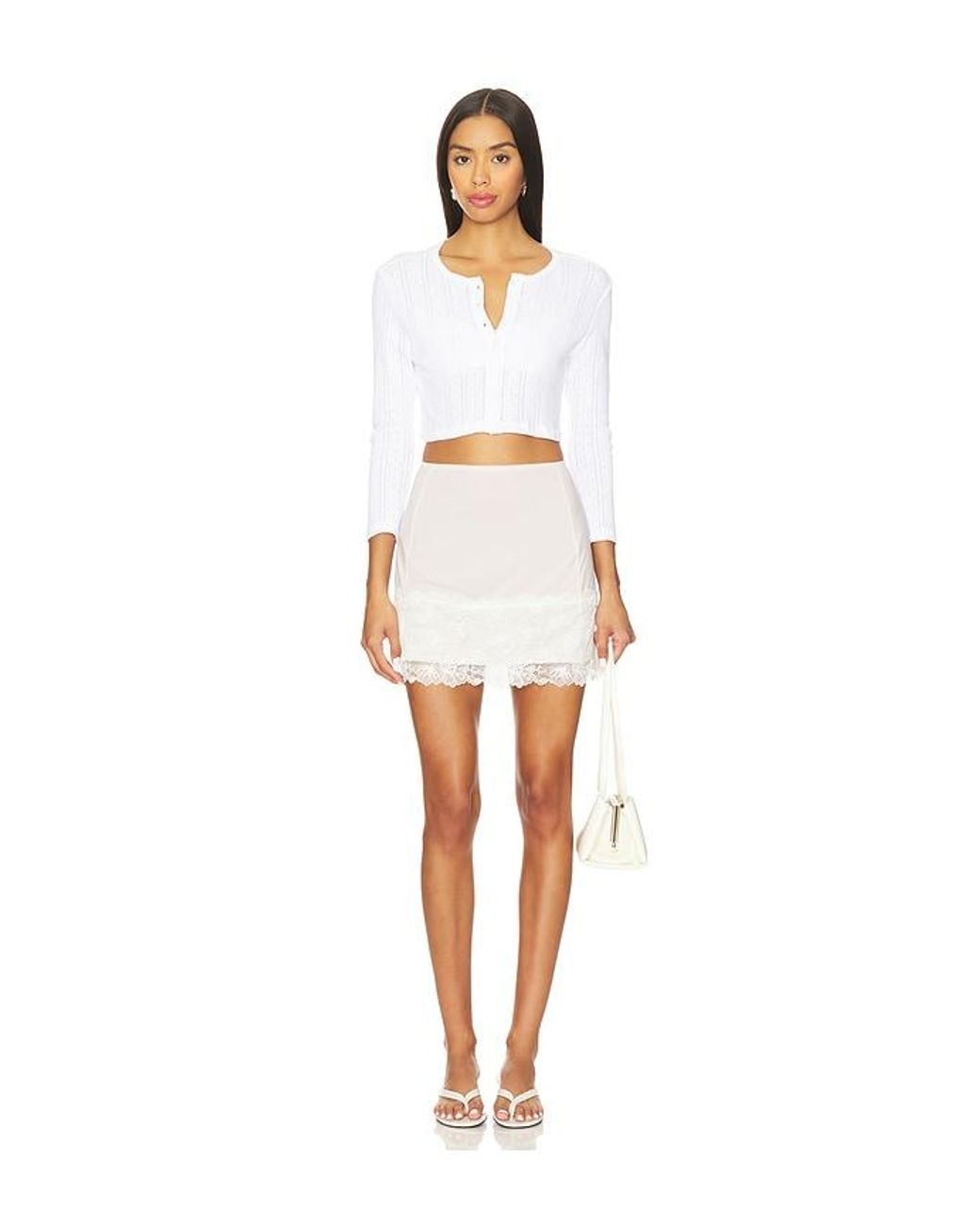 Free People White X Intimately Fp Party Crashers Half Slip Skirt