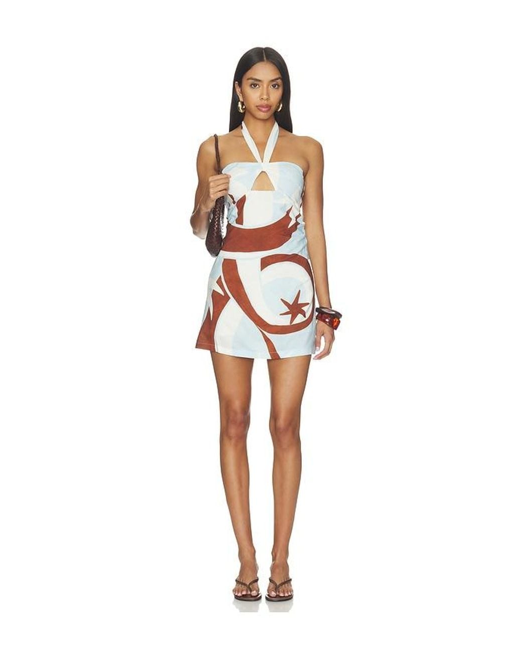 Seven Wonders Multicolor Rihanna Knot Halter Mini Dress