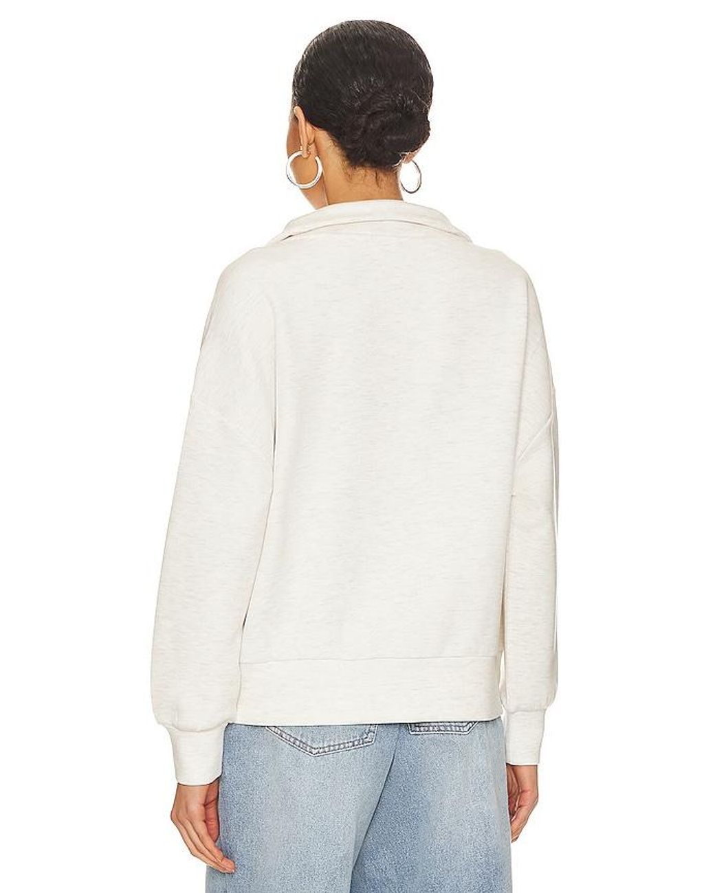 Varley White Hawley Half Zip Sweatshirt