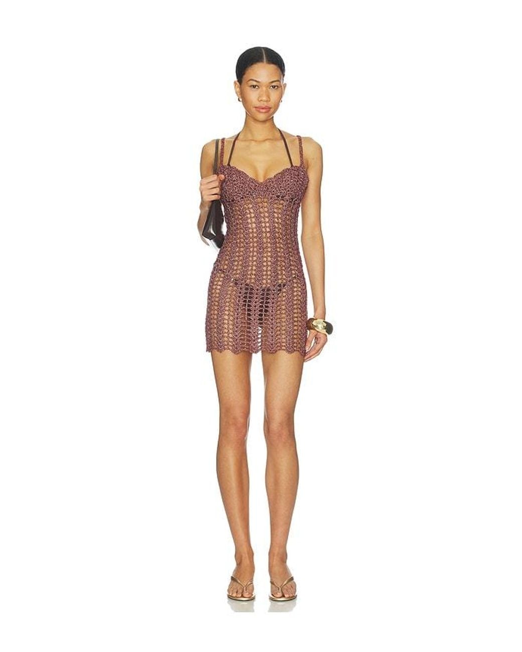 superdown Multicolor Magnolia Crochet Mini Dress