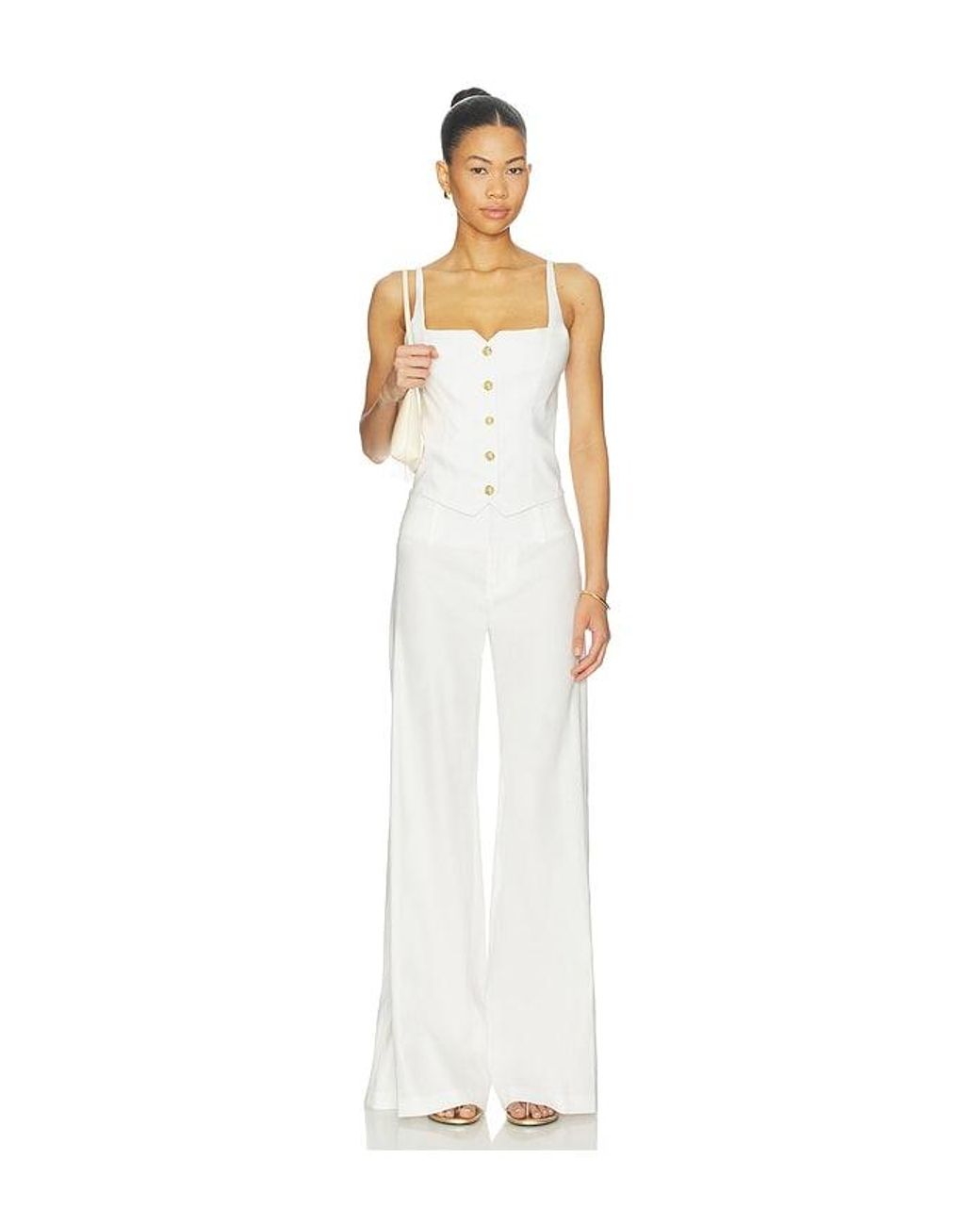 Alice + Olivia White Olivia Wide Leg Cuffed Pant