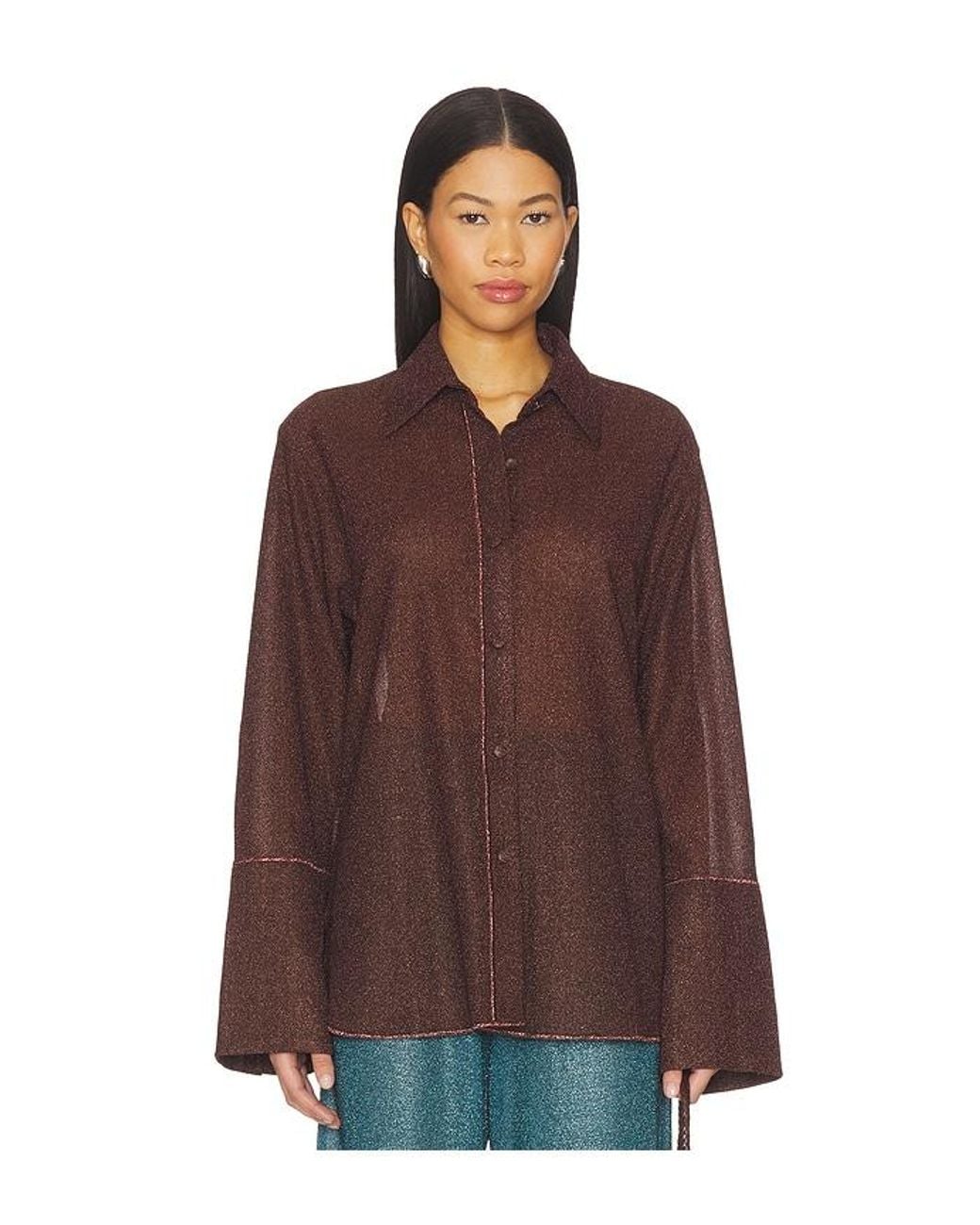 Oseree Brown Lumiere Sleeves Shirt
